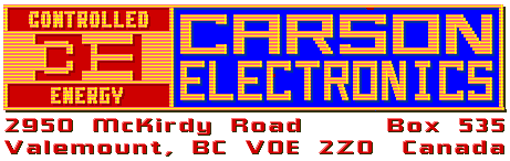 Carson Electronics - Box 535, Valemount, BC V0E 2Z0 Canada